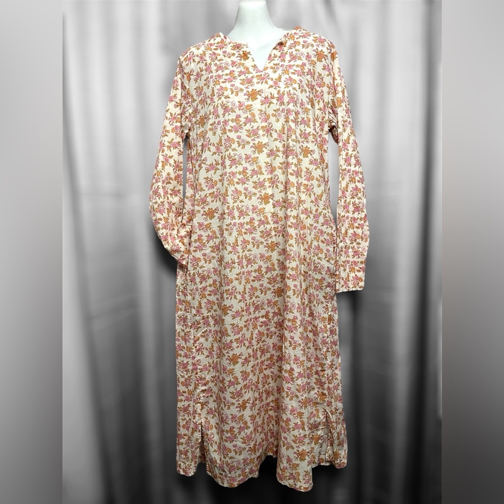 Domi Luxury Sleepwear Organic Cotton Gown Nightgown Dress Tunic Spring Floral - Picture 2 of 16
